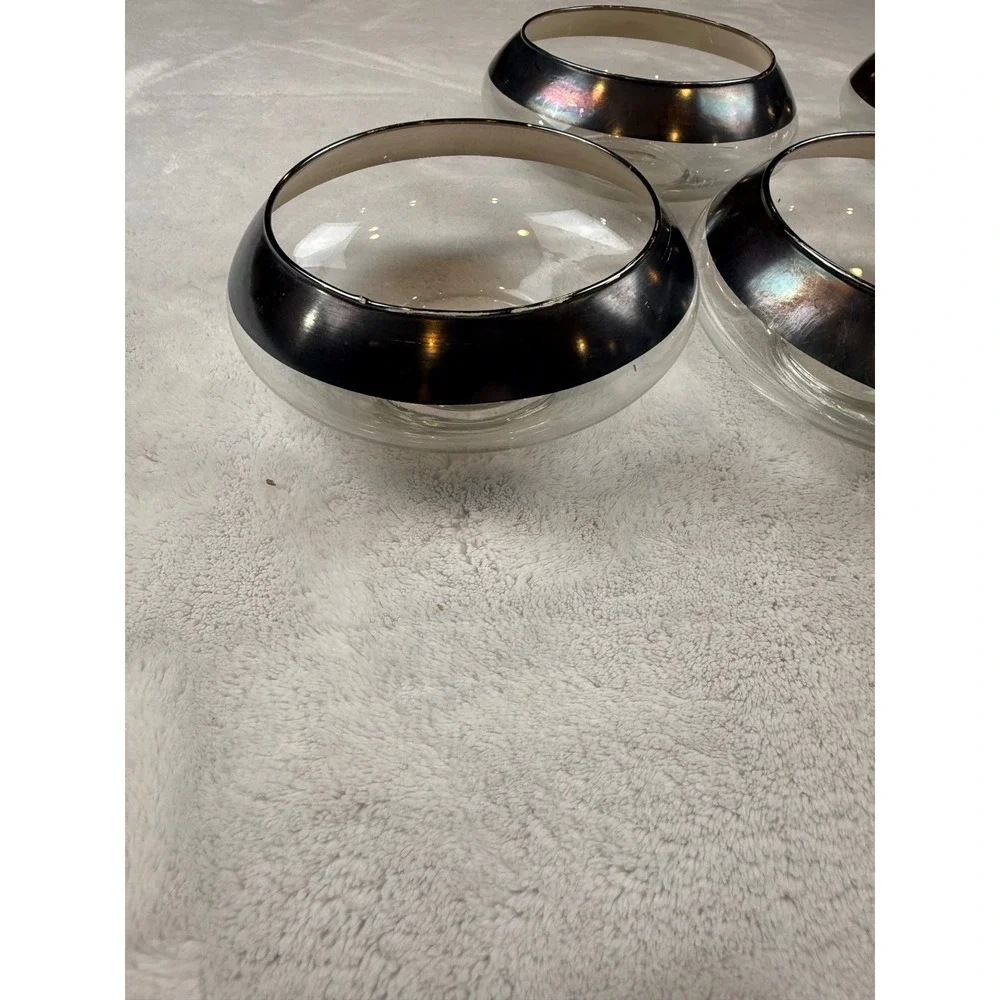 Set of 5 Glass Bowls with Metallic Bands Small Serving‎ Dishes